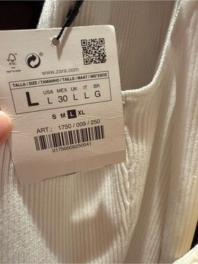 Zara White Ribbed Tank Top/ see I. Love